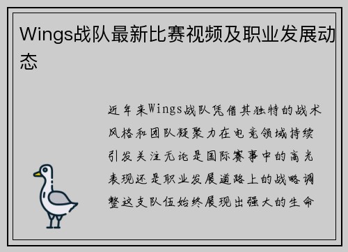 Wings战队最新比赛视频及职业发展动态